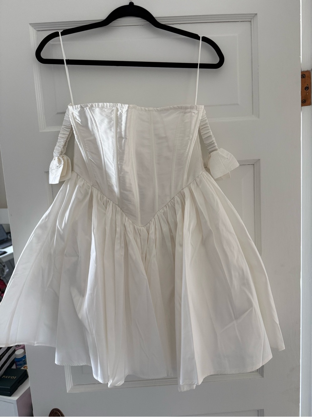 Nasty Gal White Spaghetti-Strap Party Dress with Full Skirt